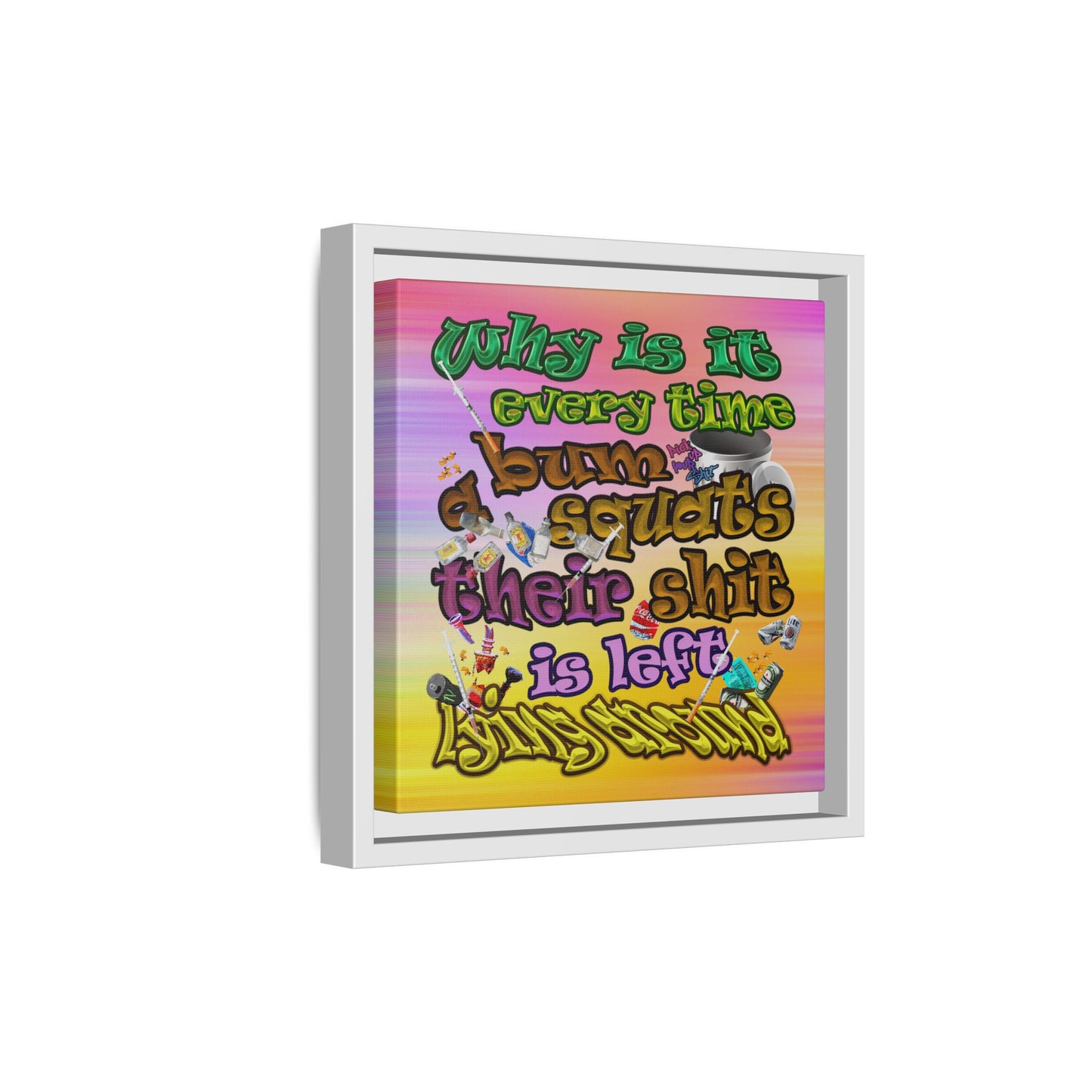 the bum's shit - framed canvas art (color blur)