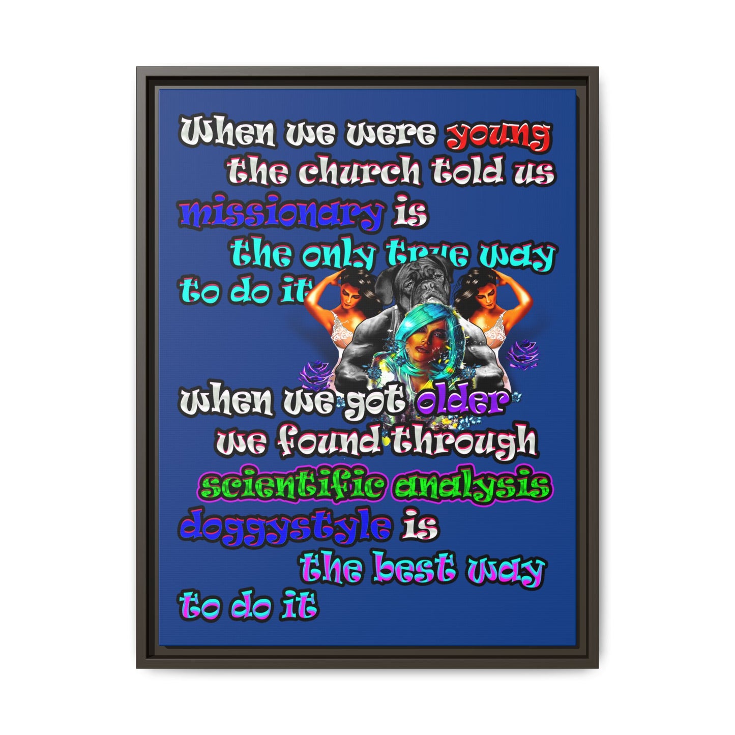 doggystyle - framed canvas art (dark blue)