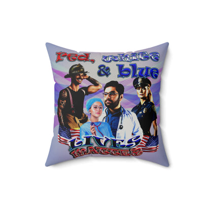 rw&b lives matter - Faux Suede Square Pillow - (light blue-pink wave)