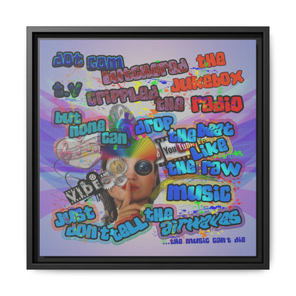 drop the beat - framed canvas art (light blue-pink wave)