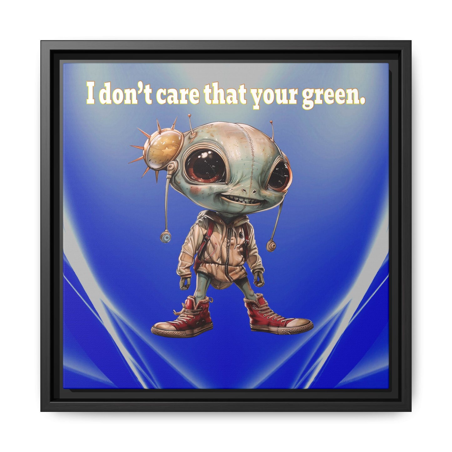 I don't care that your green - framed canvas art (blue-white wave)