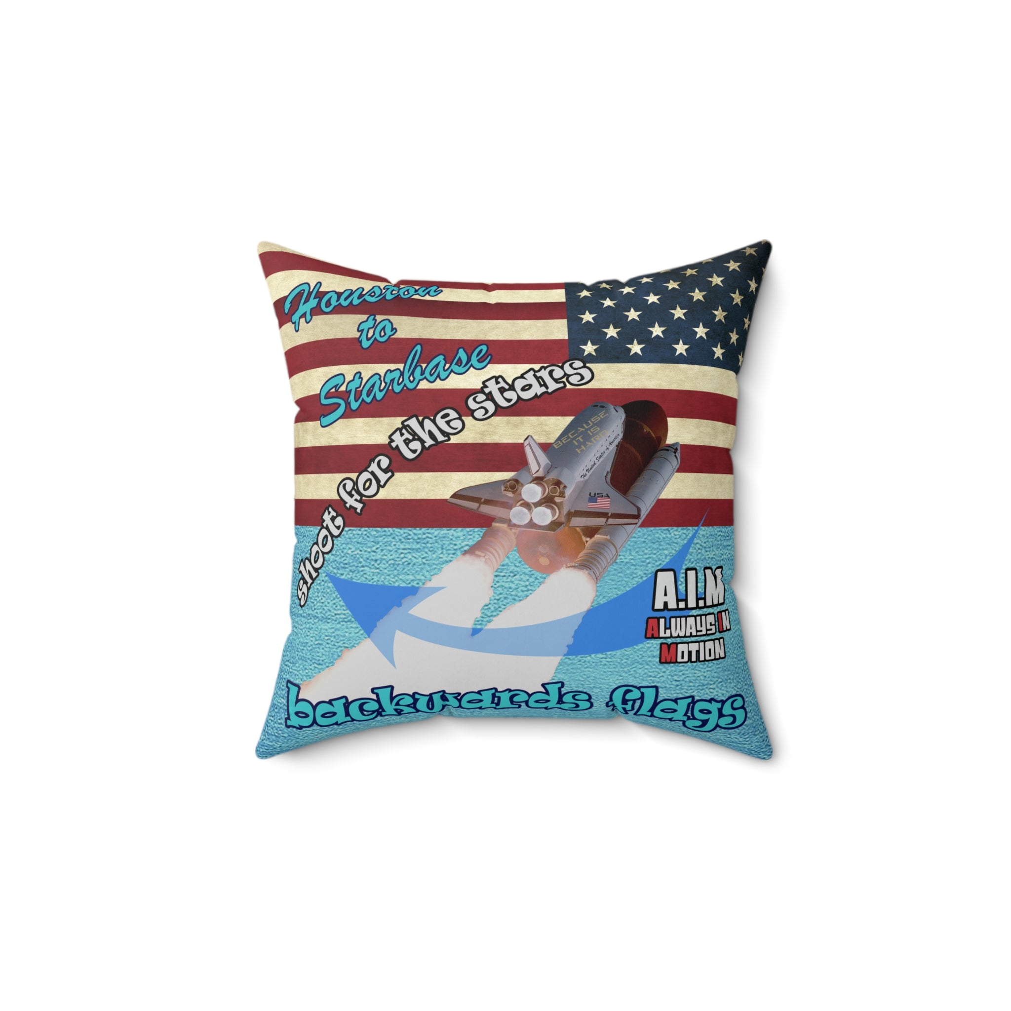 shoot for the stars - Spun Polyester Square Pillow - (faded blue)