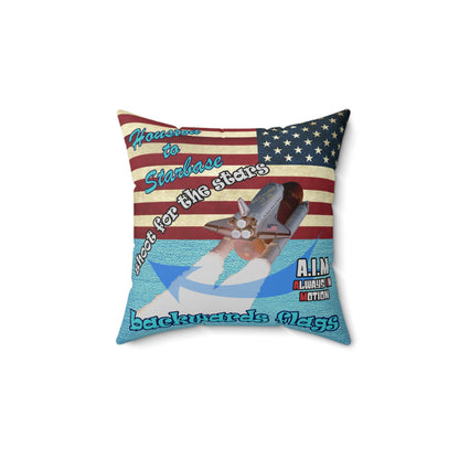 shoot for the stars - Spun Polyester Square Pillow - (faded blue)