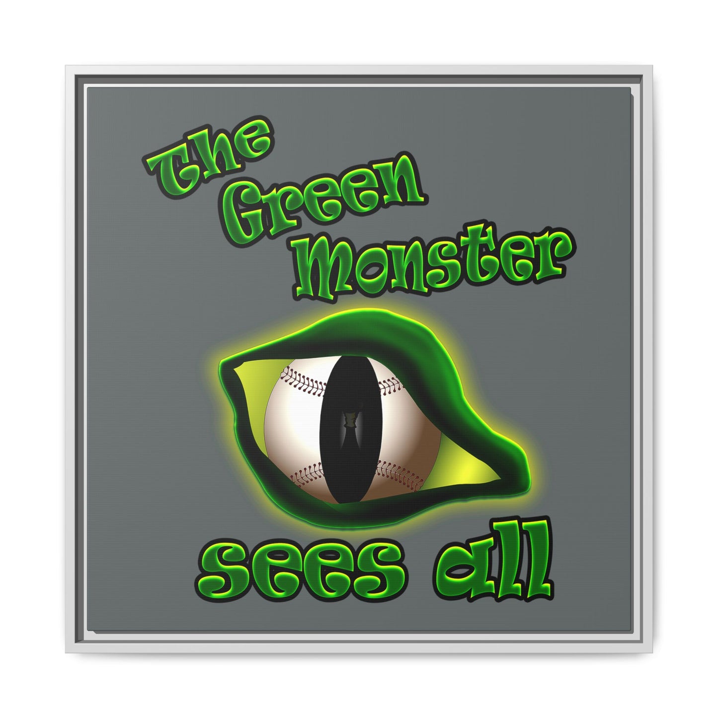 green monster - framed canvas art (dark grey)