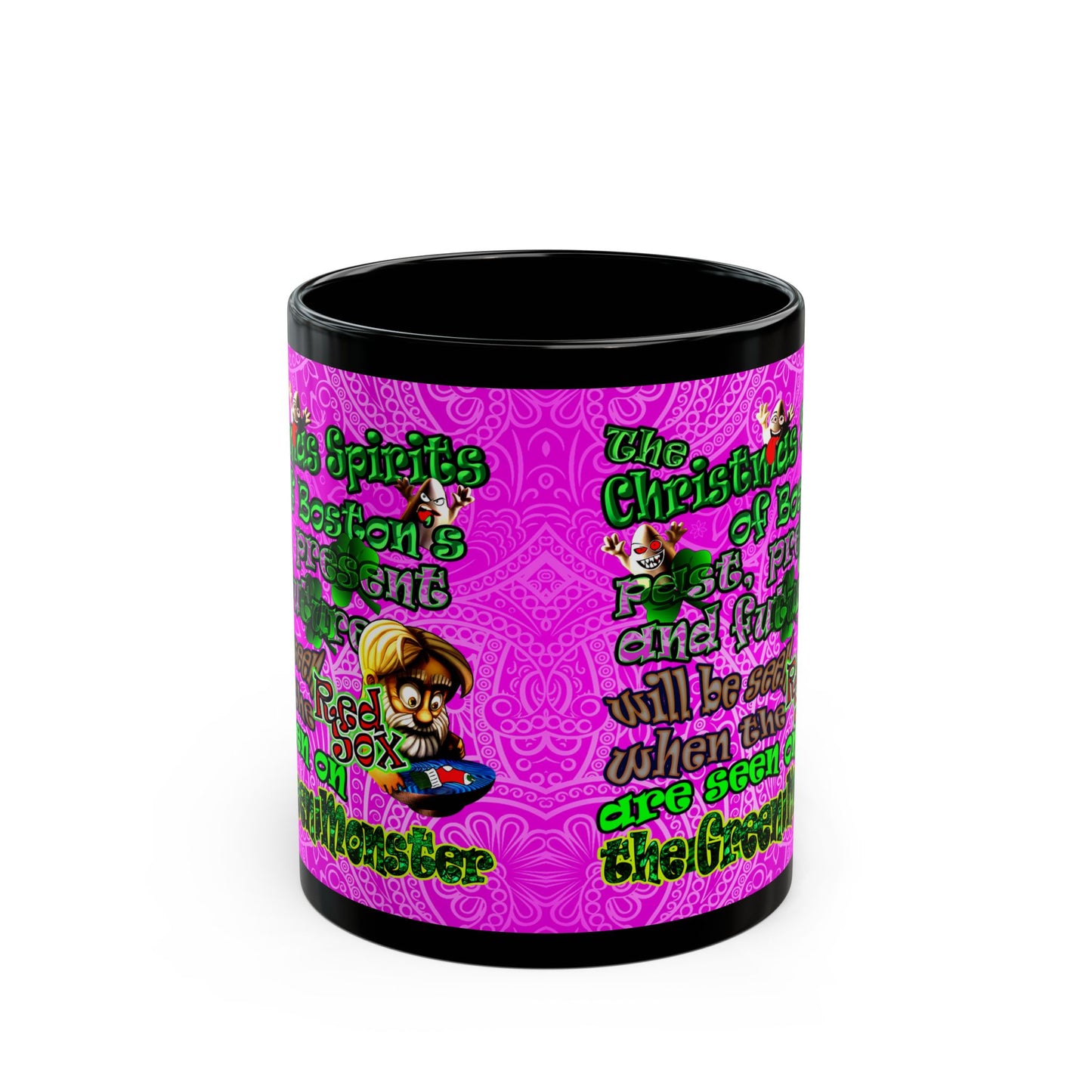christmas spirits of boston - Black Mug (pink swirl)