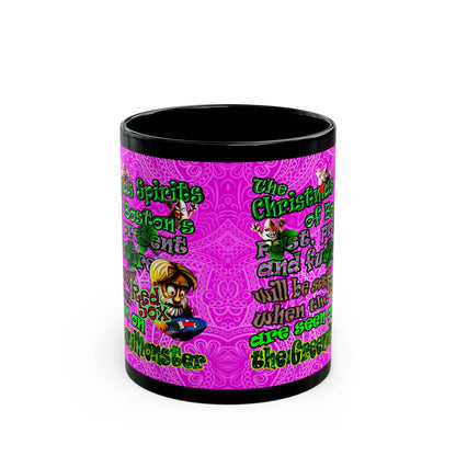 christmas spirits of boston - Black Mug (pink swirl)