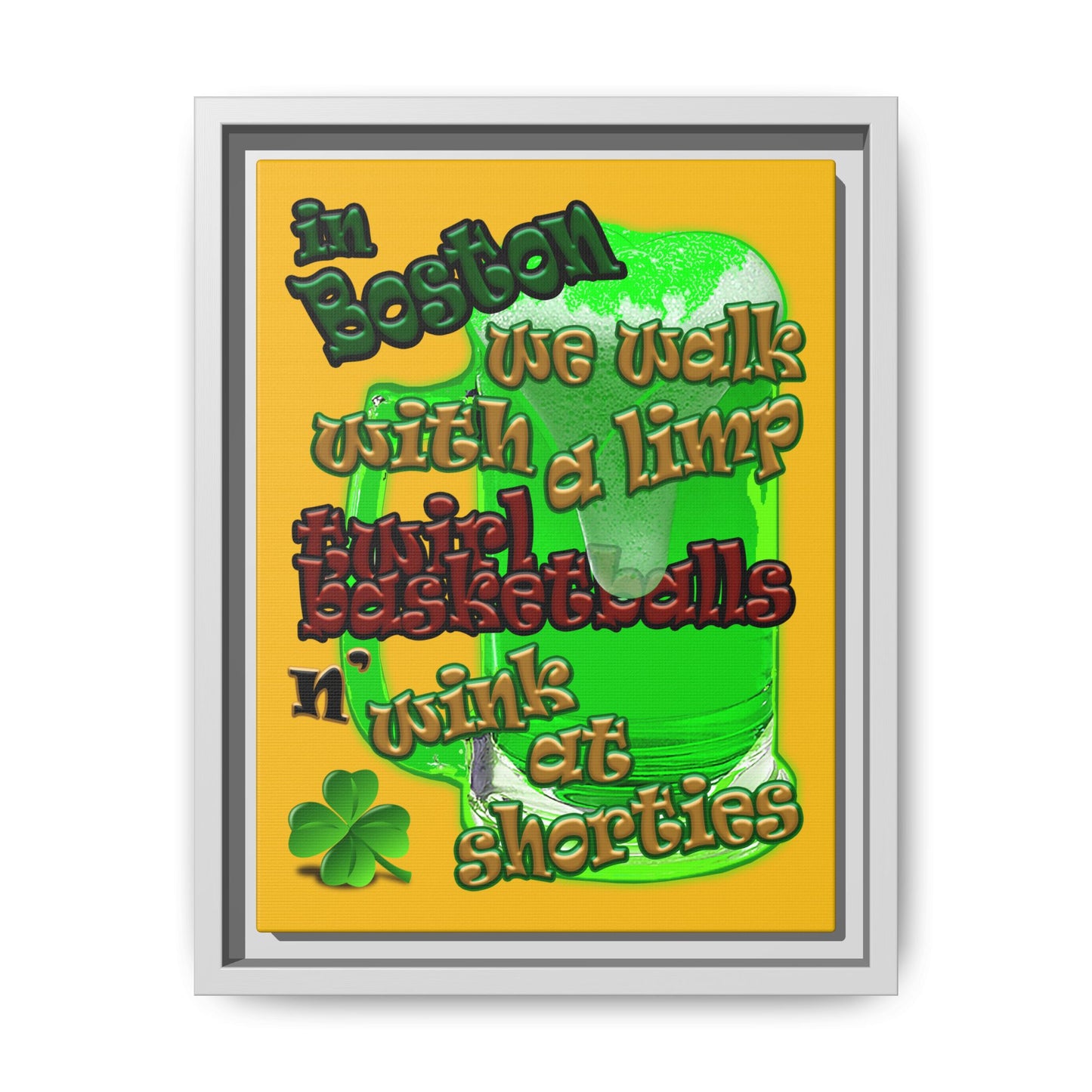celtics logo - framed canvas art (yellow)