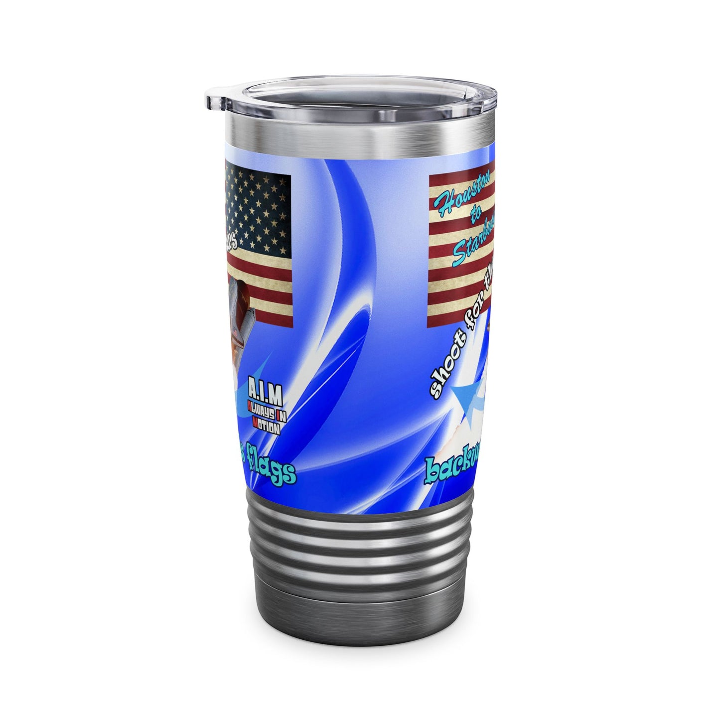 shoot for the stars - Ringneck Tumbler, 20oz (blue-white wave)