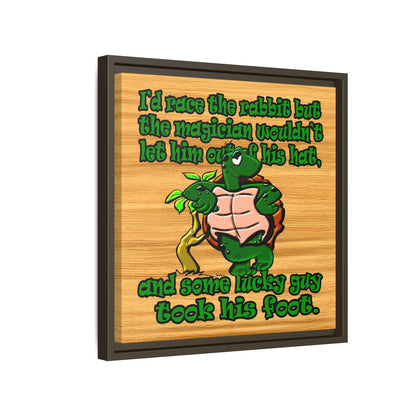 turtle race - framed canvas art (butterscotch wood finish)