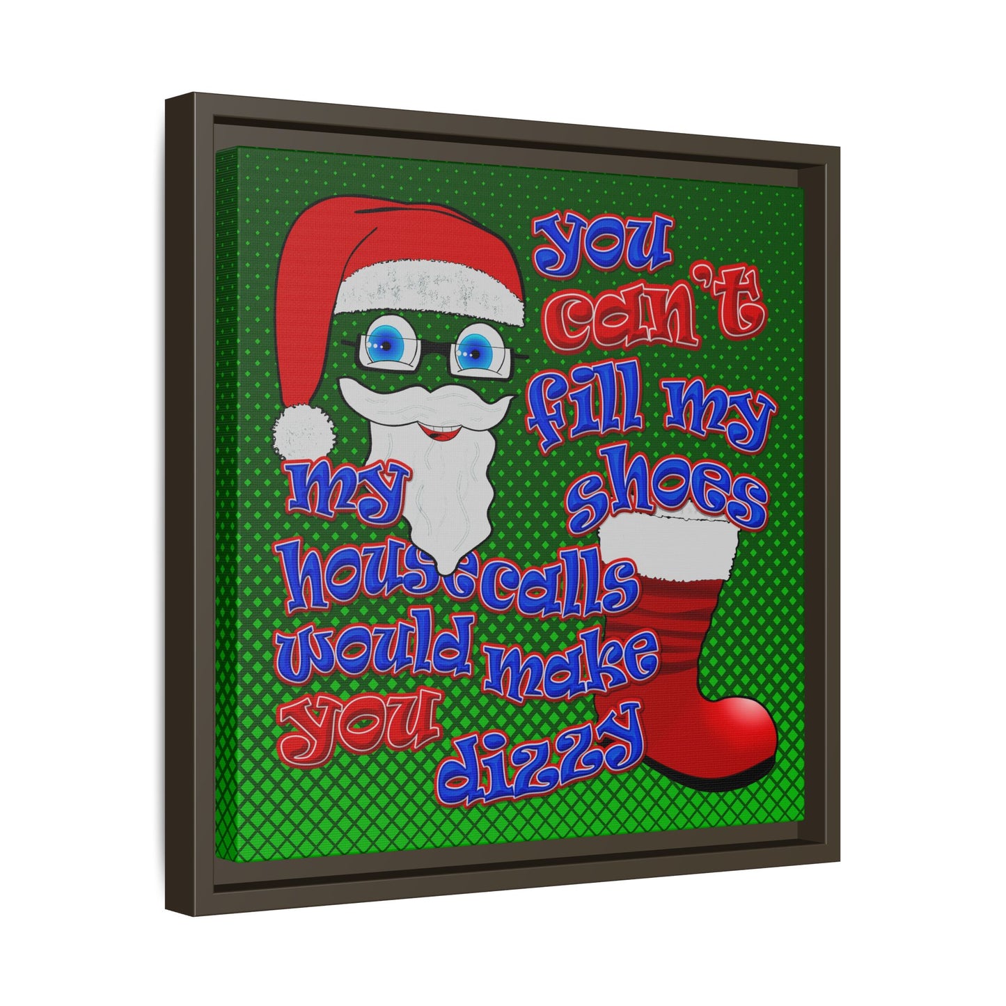 santa's shoes - framed canvas art (logo green)