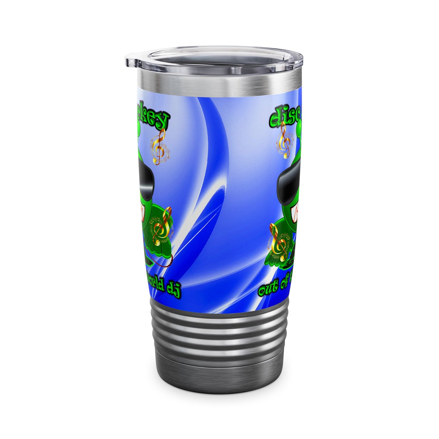 disc jockey - Ringneck Tumbler, 20oz (blue-white wave)