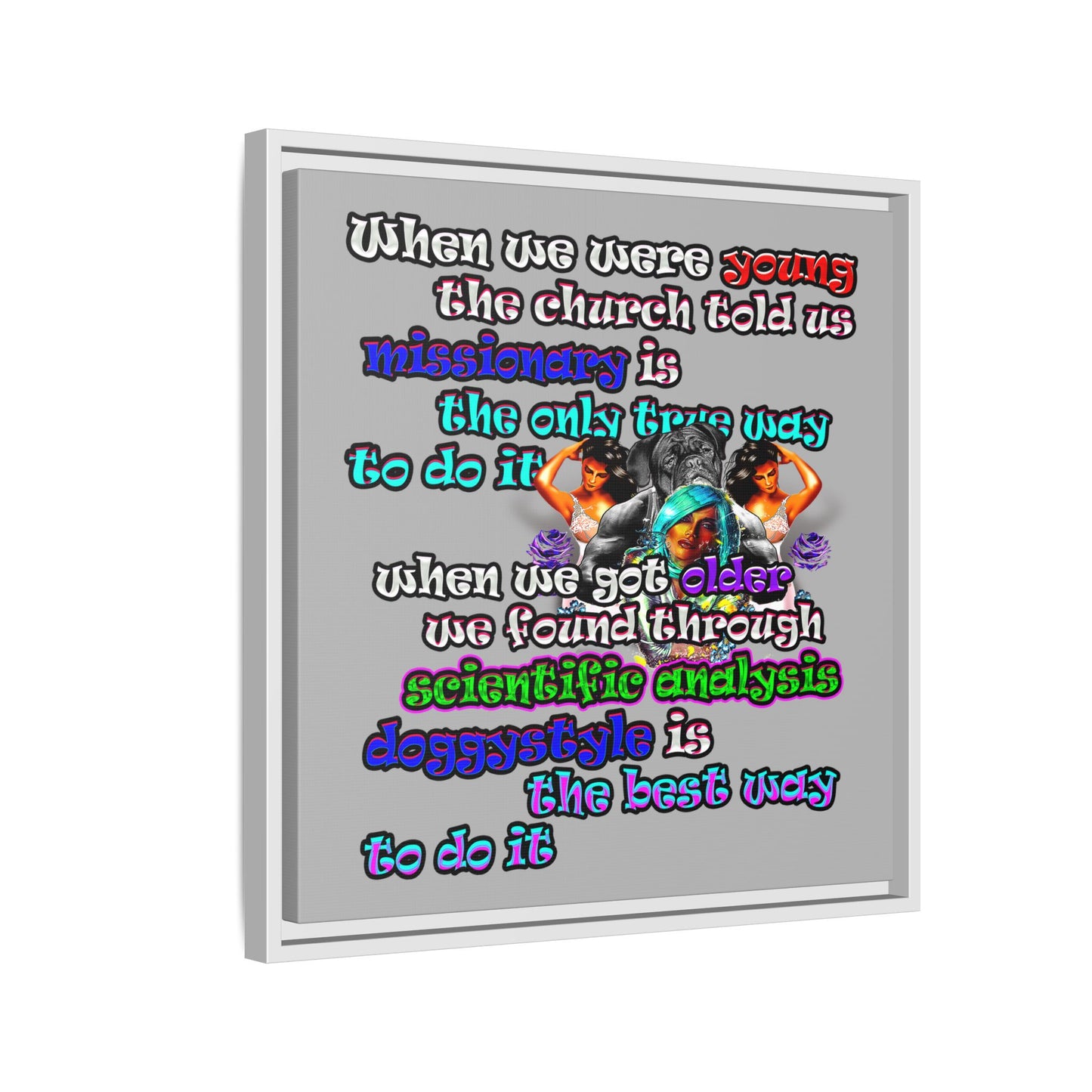 doggystyle - framed canvas art (light grey)