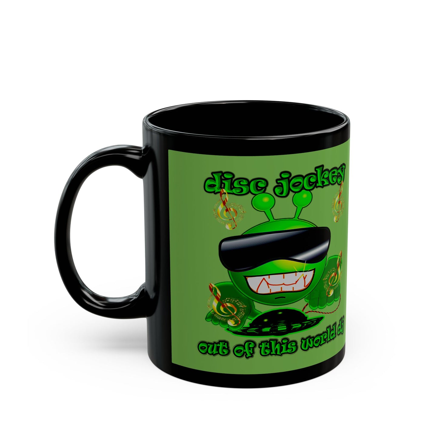 disc jockey - Black Mug (green)