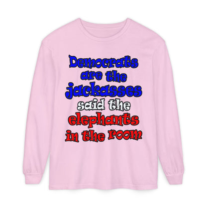 donkeys and elephants - Unisex Garment-dyed Long Sleeve T-Shirt