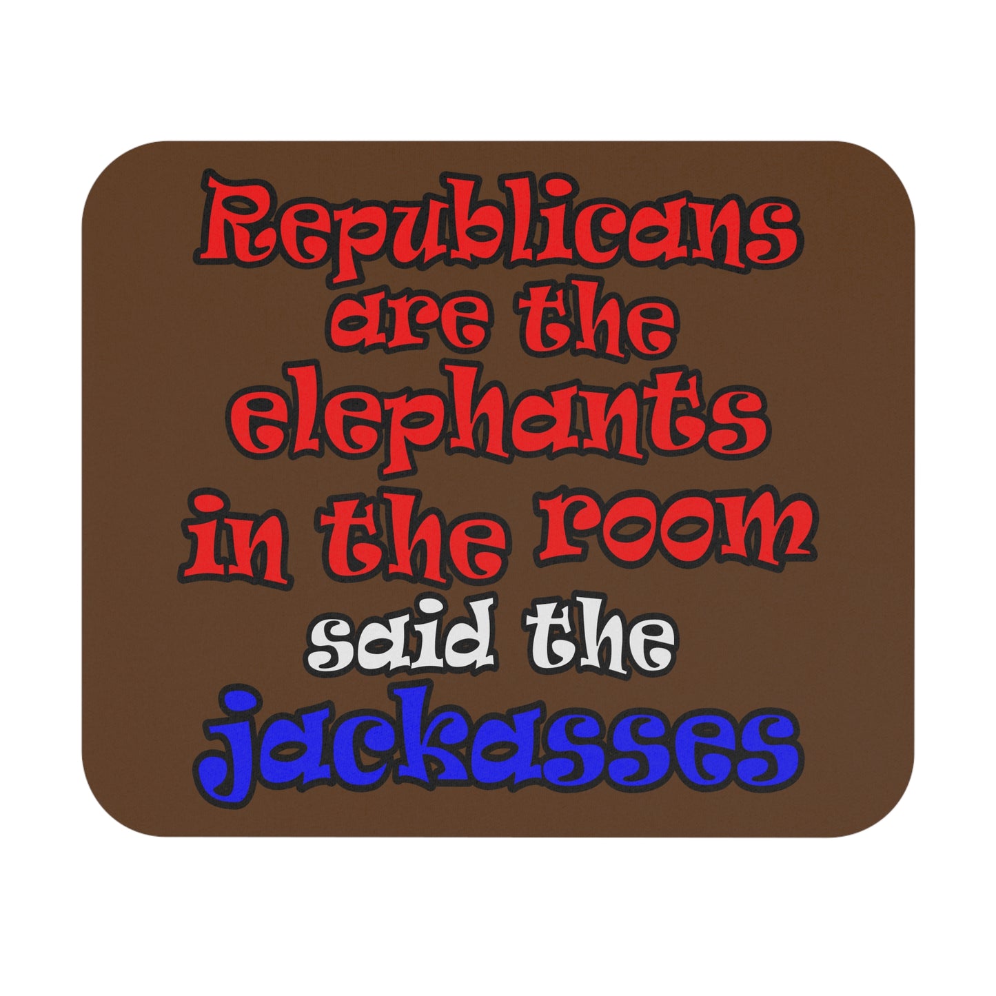 donkeys and elephants - Mouse Pad (Rectangle) (brown)