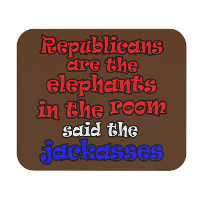 donkeys and elephants - Mouse Pad (Rectangle) (brown)
