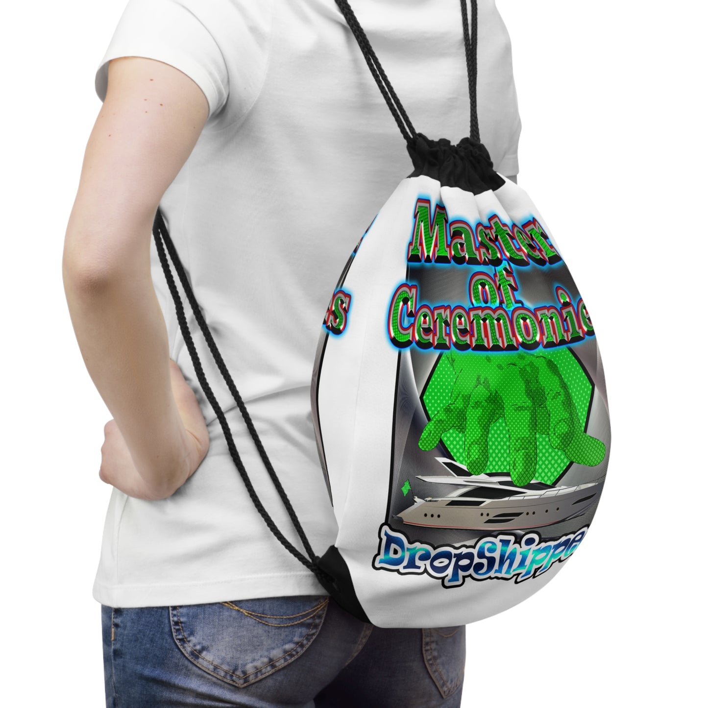 logo - Drawstring Bag (white)
