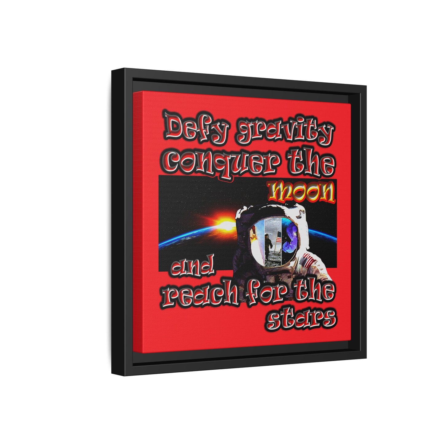 defy conquer reach - framed canvas art (red)