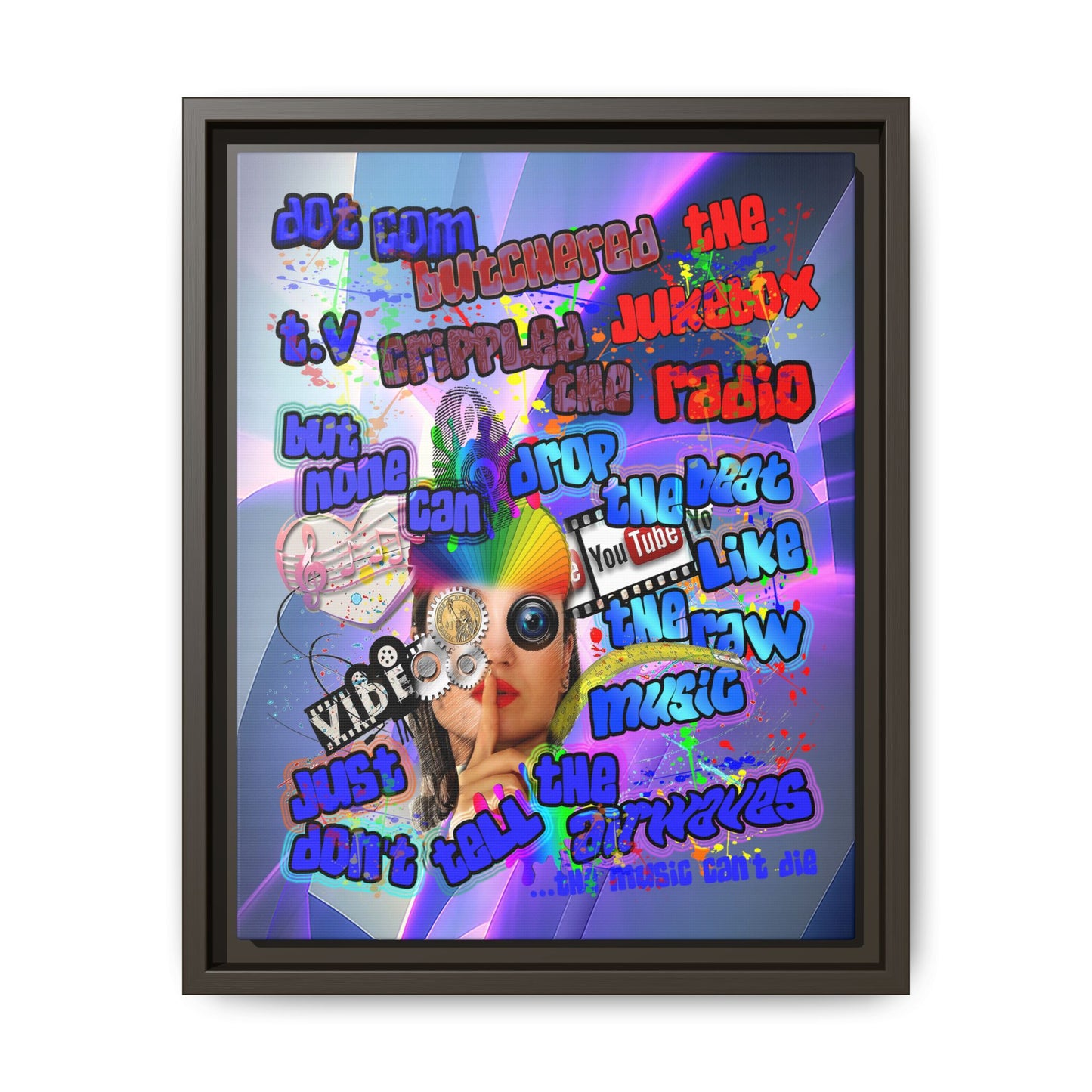 drop the beat - framed canvas art (grey-pink wave)