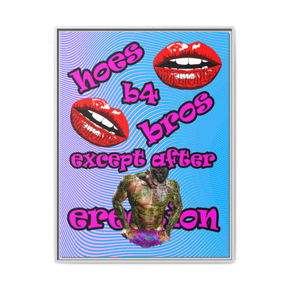 hoes b4 bros - framed canvas art (light blue-purple wave)