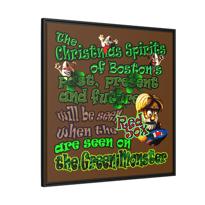 christmas spirits of boston - framed canvas art (brown)