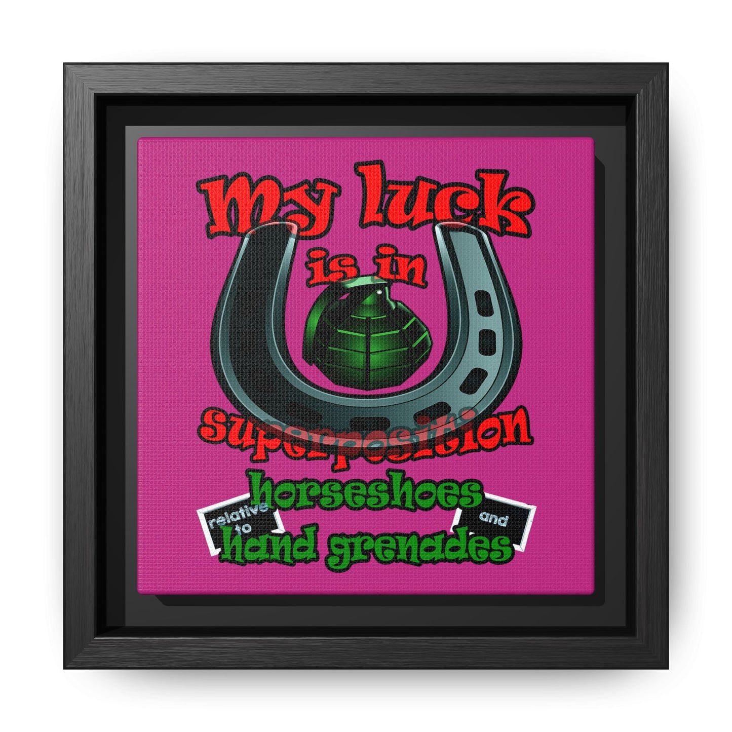 my luck - framed canvas art (pink)