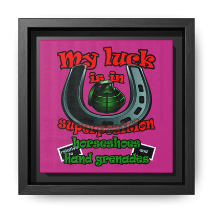 my luck - framed canvas art (pink)