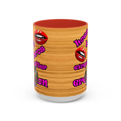 hoes b4 bros - Accent Mug (butterscotch wood finish)