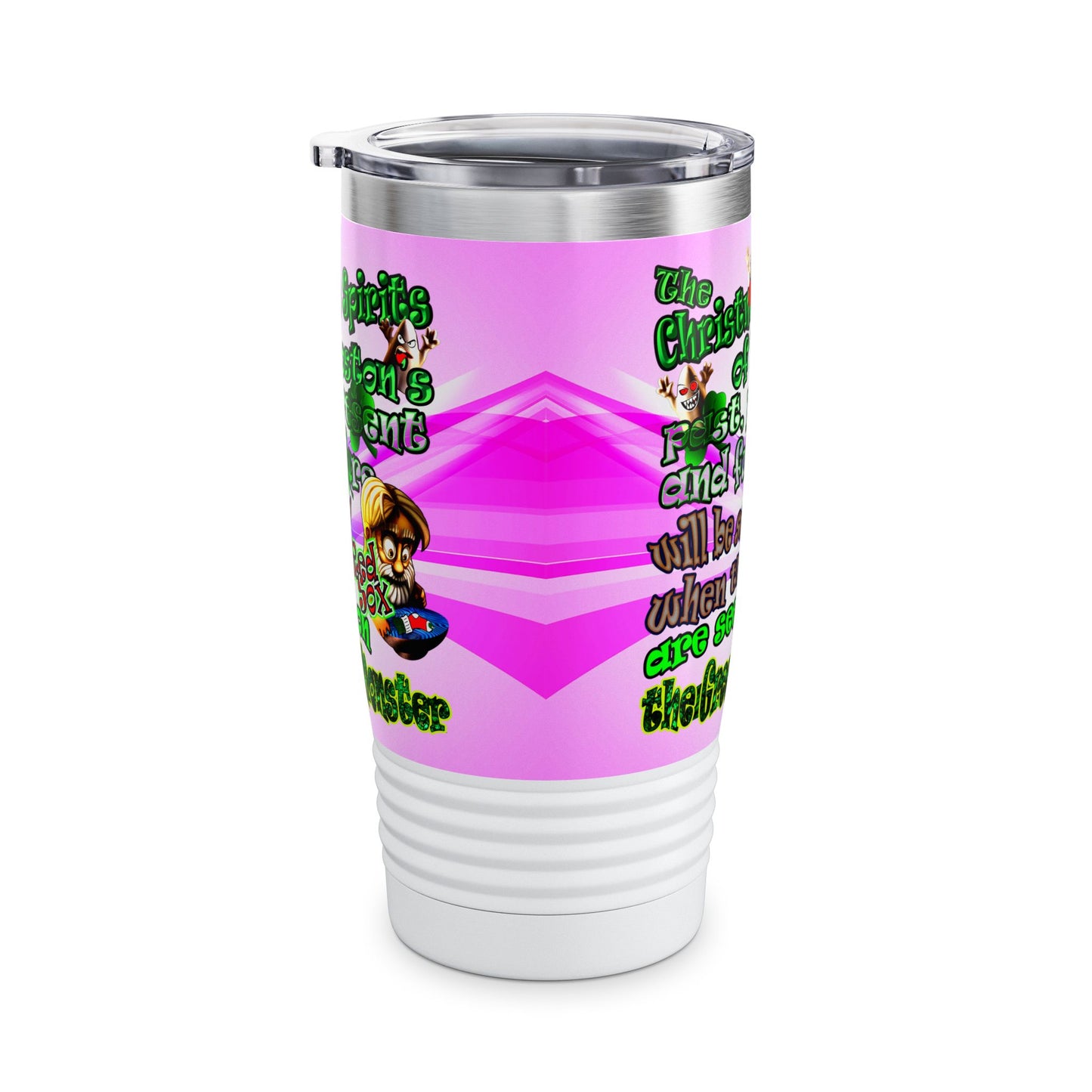 christmas spirits of boston - Ringneck Tumbler, 20oz (light blue-pink wave)