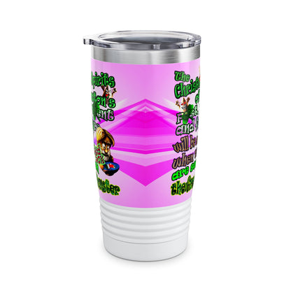 christmas spirits of boston - Ringneck Tumbler, 20oz (light blue-pink wave)