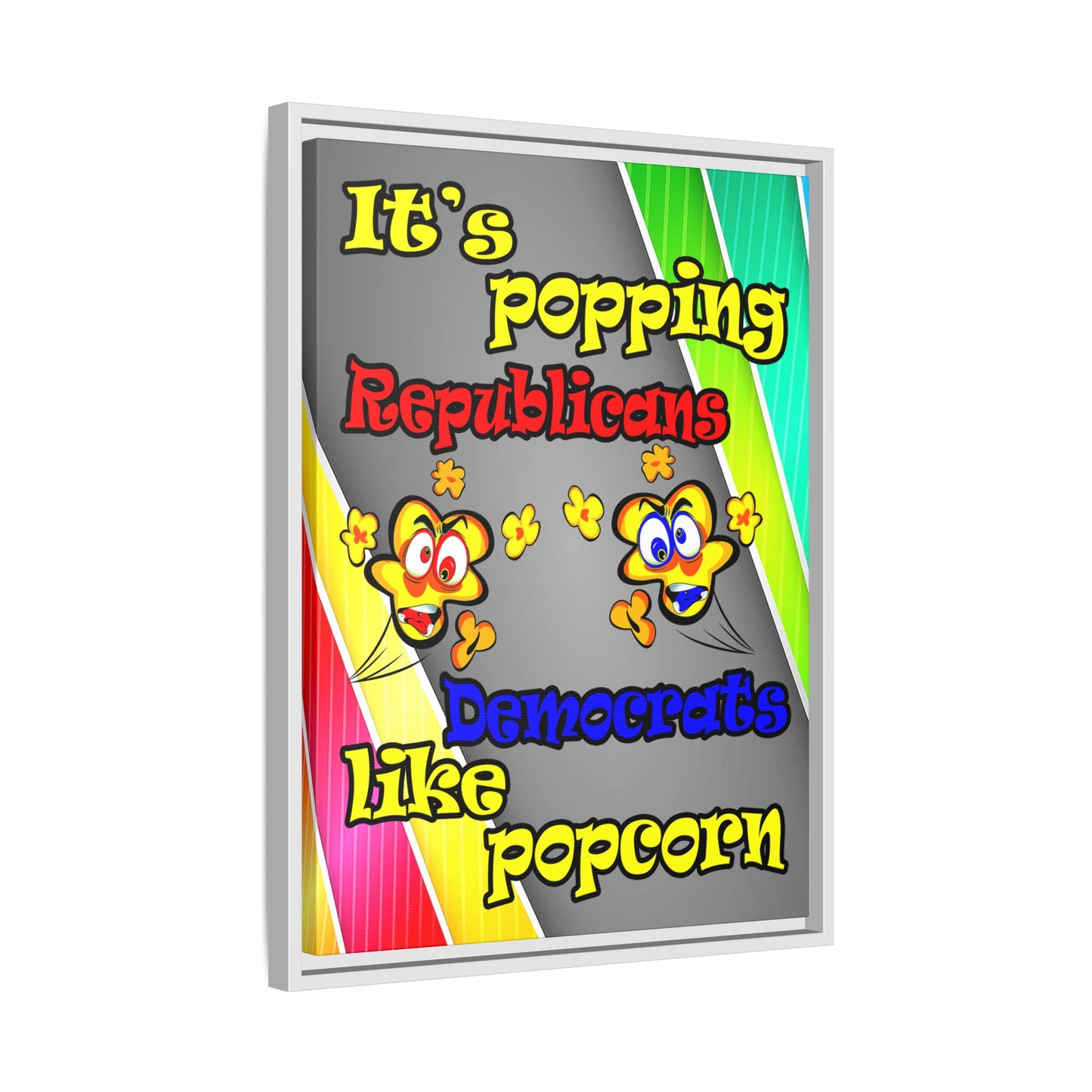 popping like popcorn - framed canvas art (rainbow split)