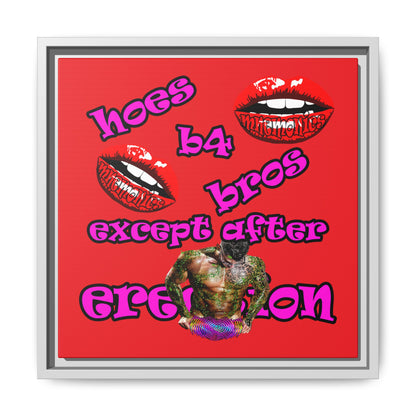 hoes b4 bros - framed canvas art (red)