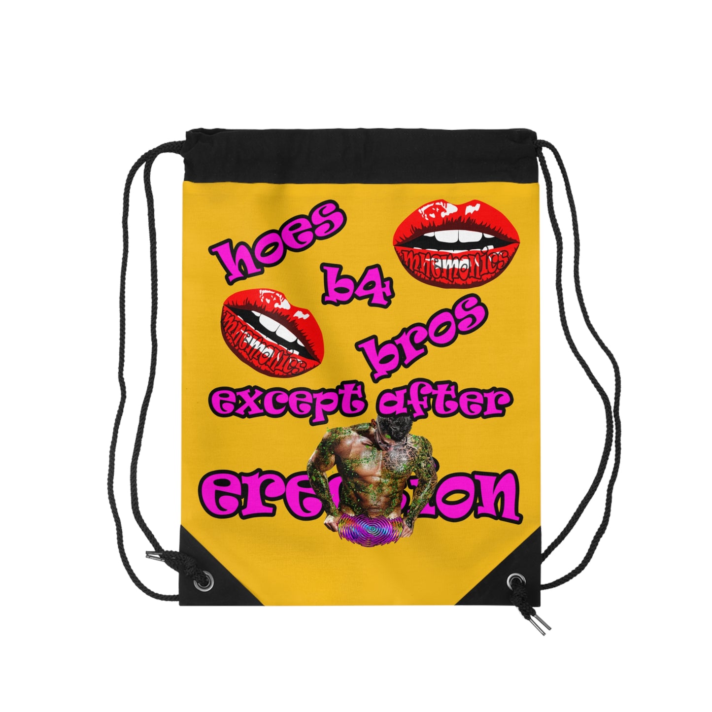 hoes b4 bros - Drawstring Bag (yellow)