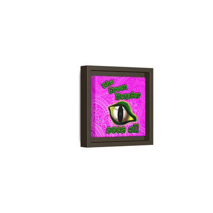 green monster - framed canvas art (pink swirl)