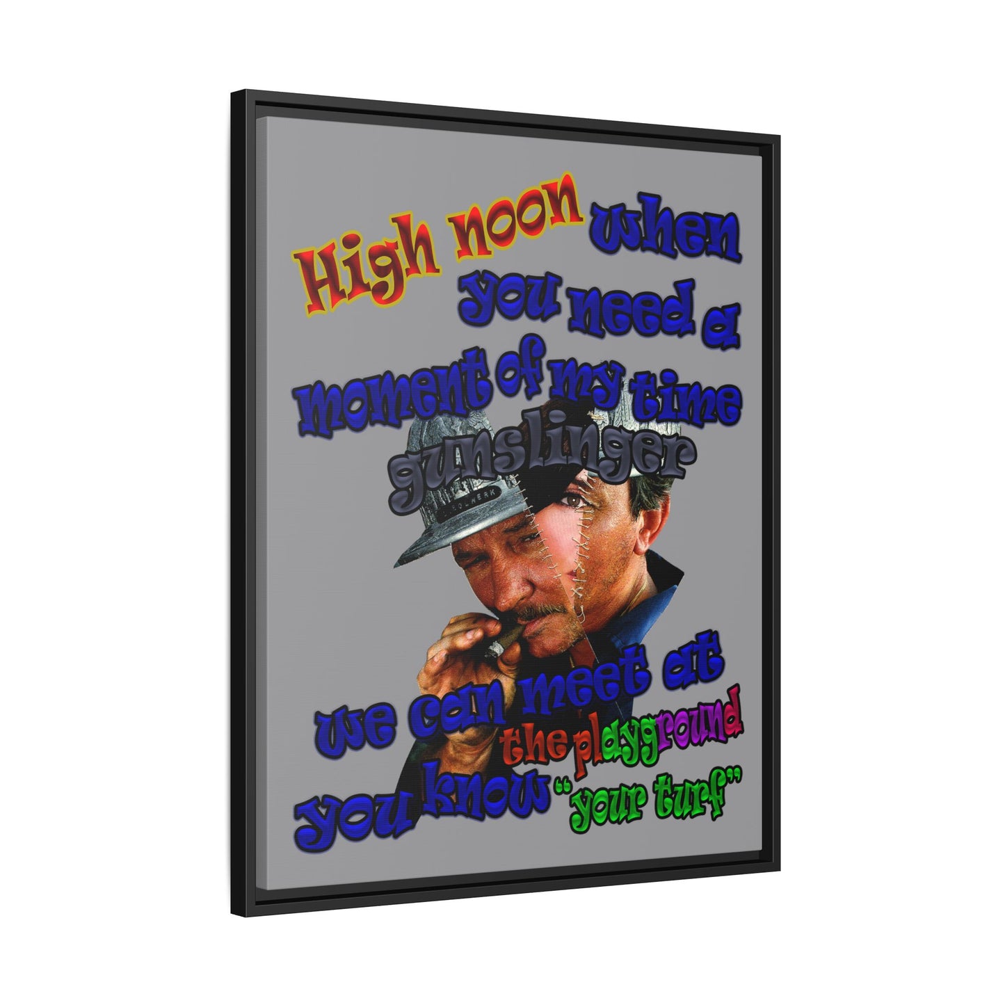 high noon - framed canvas art (grey)