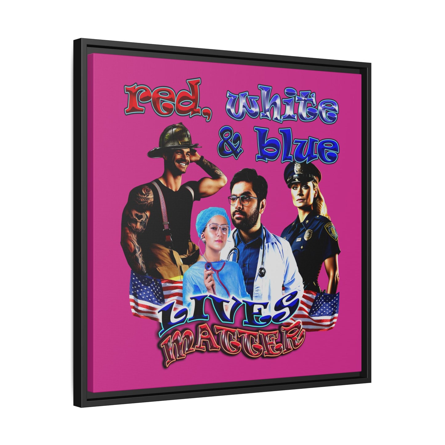 rw&b lives matter - framed canvas art (pink)