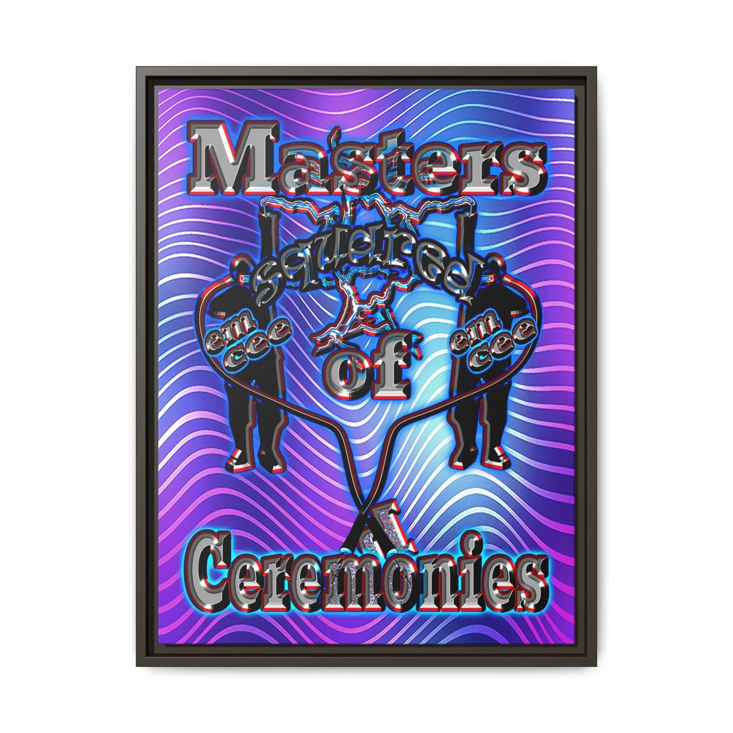 em cee squared - framed canvas art (purple wave)