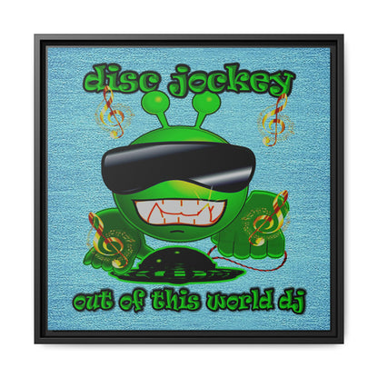 disc jockey - framed canvas art (faded blue)