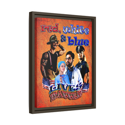rw&b lives matter - framed canvas art (burnt orange)