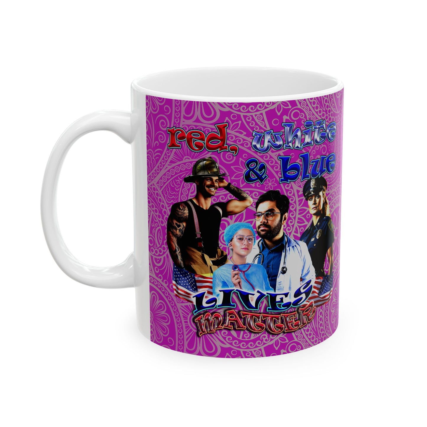 rw&b lives matter - White Mug (pink swirl)