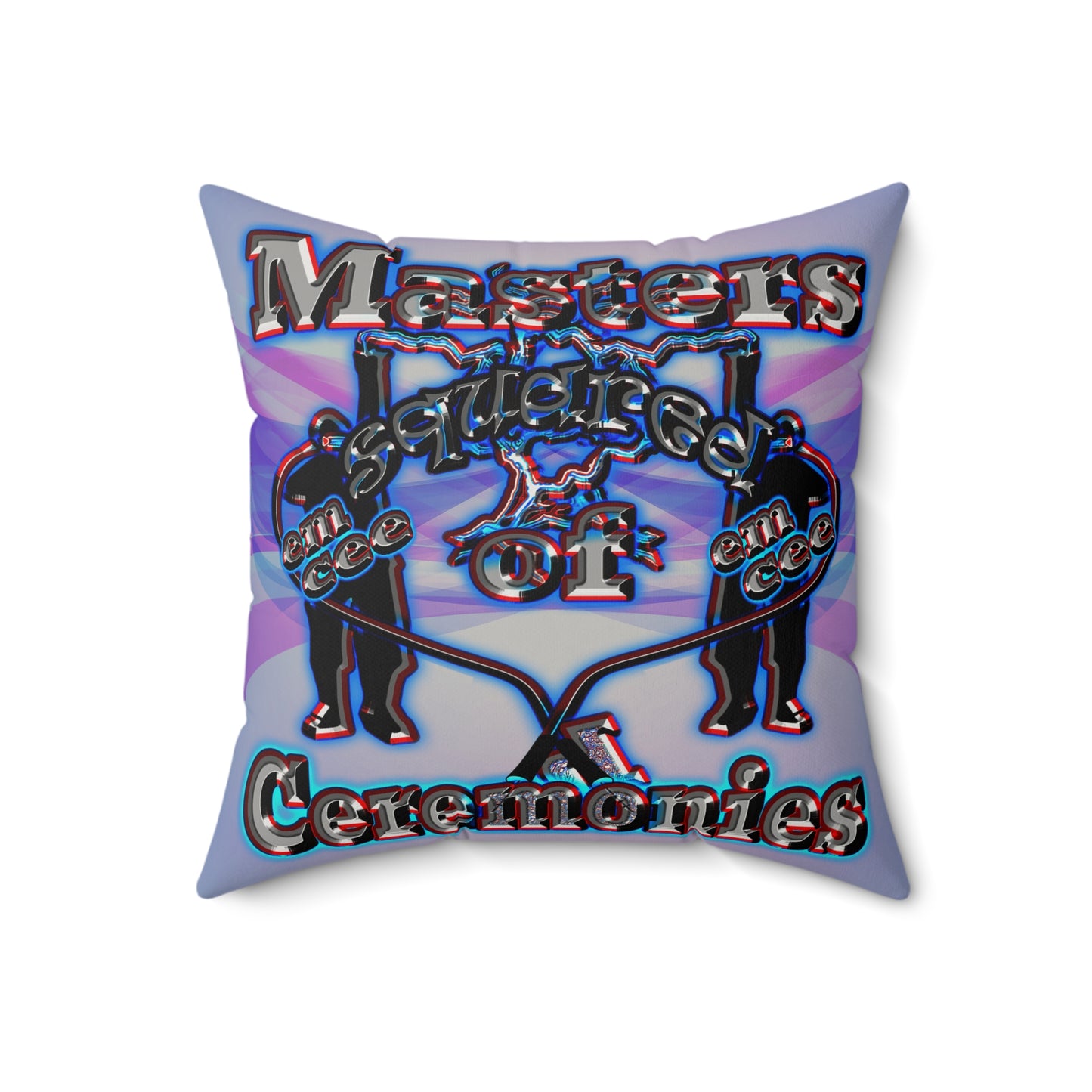 em cee squared - Faux Suede Square Pillow - (light blue-pink wave)