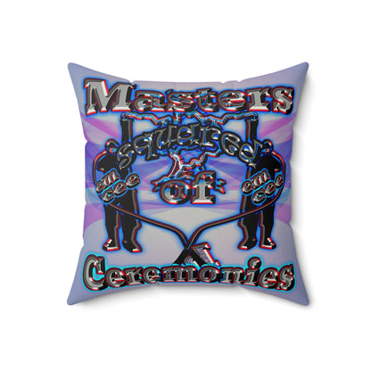 em cee squared - Faux Suede Square Pillow - (light blue-pink wave)
