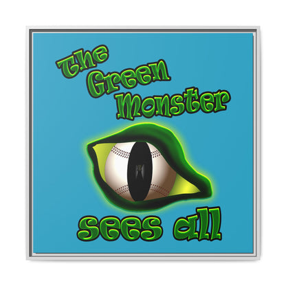 green monster - framed canvas art (turquoise)