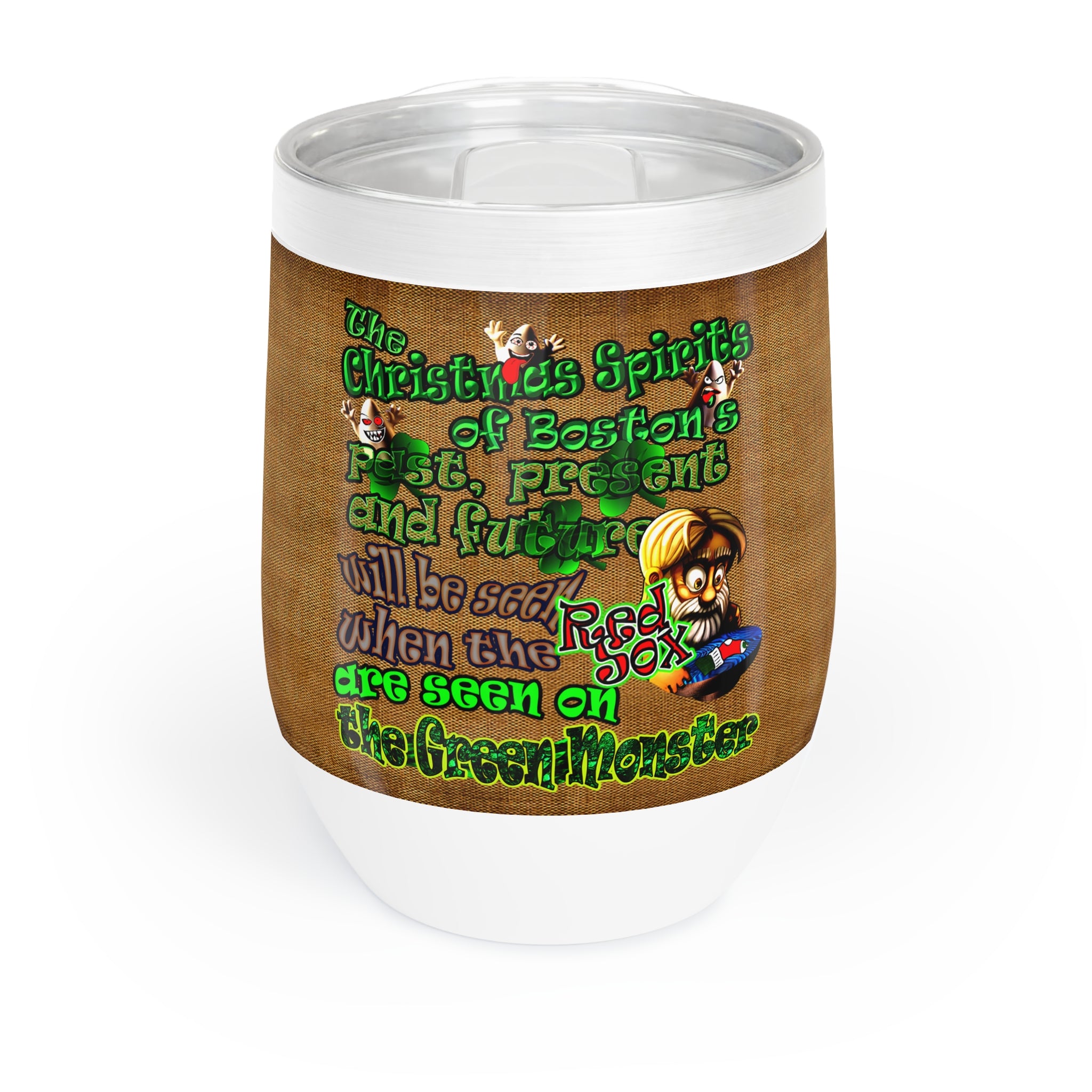 christmas spirits of boston - Chill Wine Tumbler (brown papyrus)