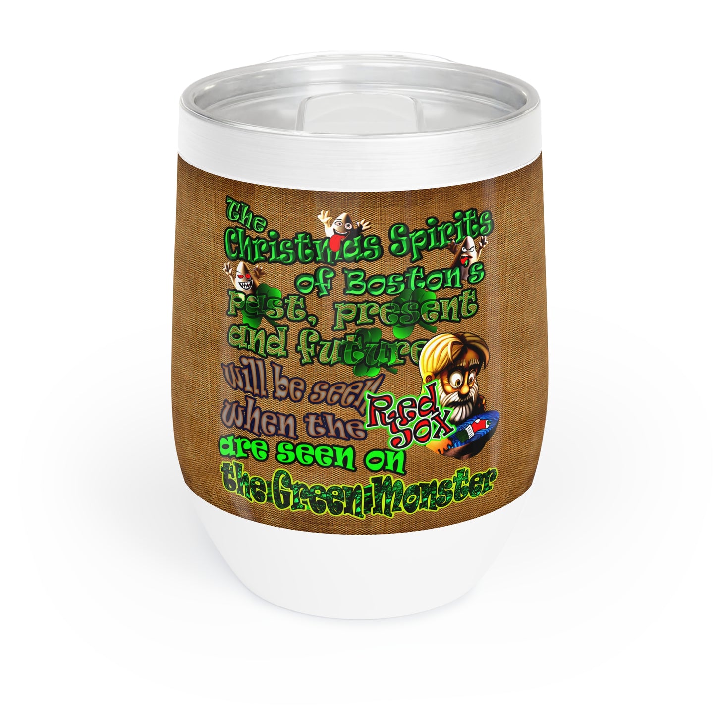 christmas spirits of boston - Chill Wine Tumbler (brown papyrus)