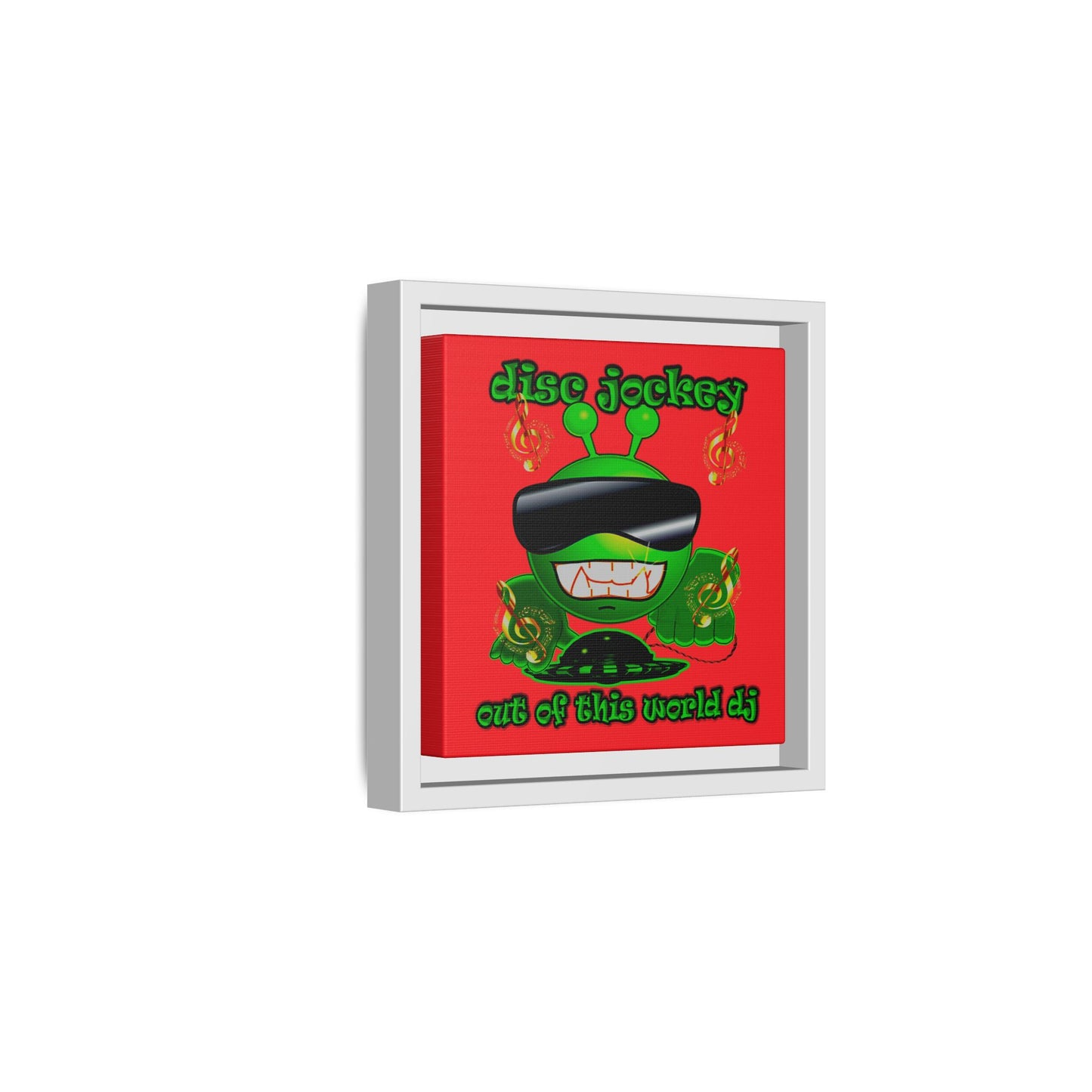 disc jockey - framed canvas art (red)