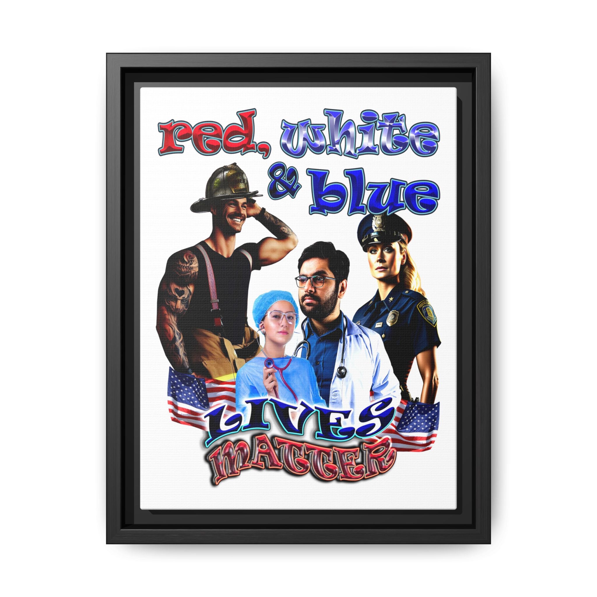 rw&b lives matter - framed canvas art (white)