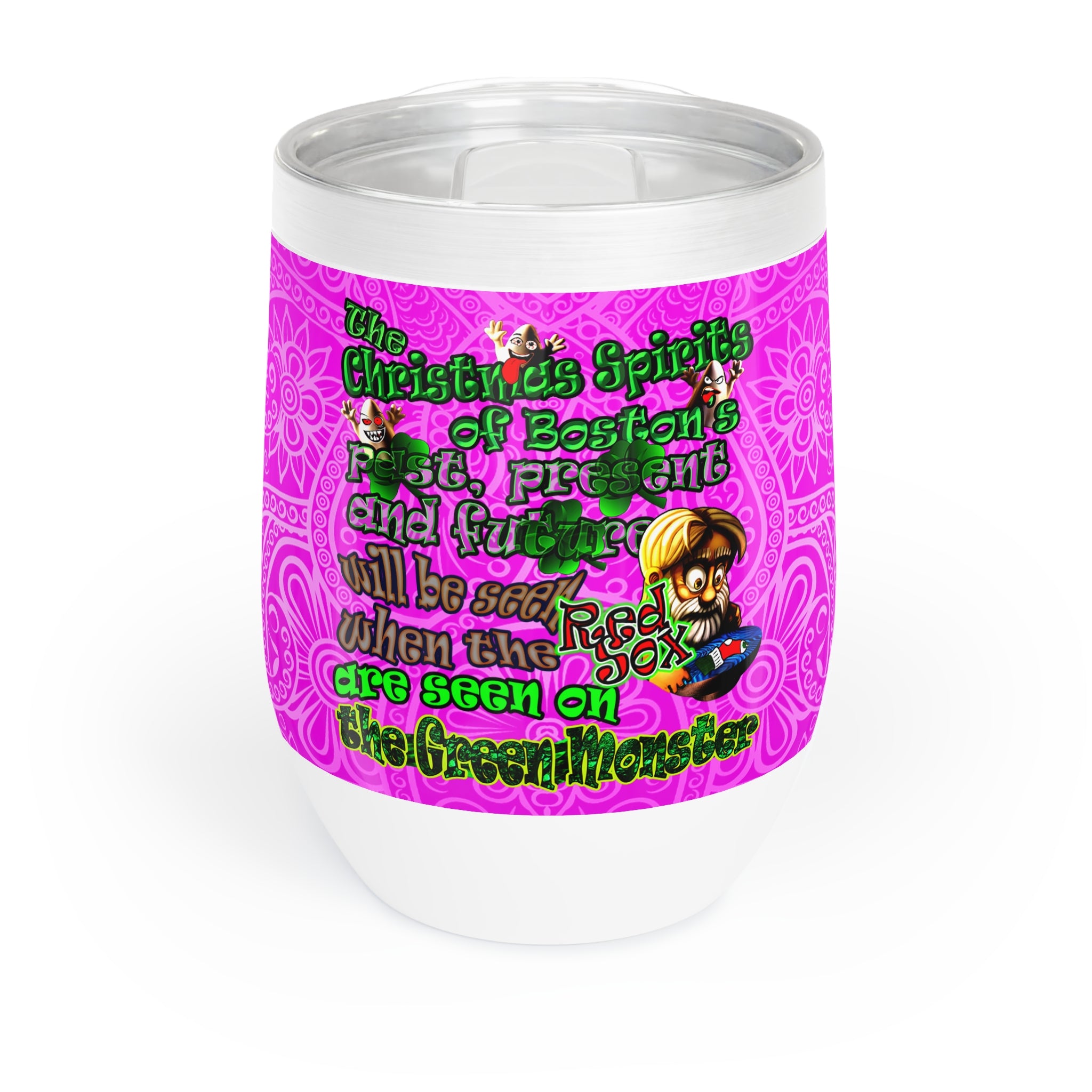 christmas spirits of boston - Chill Wine Tumbler (pink swirl)