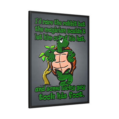 turtle race - framed canvas art (grey-light grey)