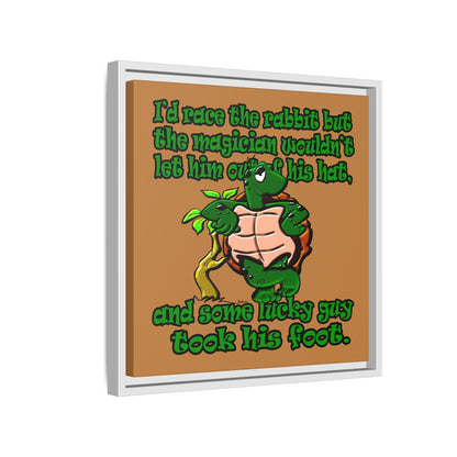 turtle race - framed canvas art (light brown)